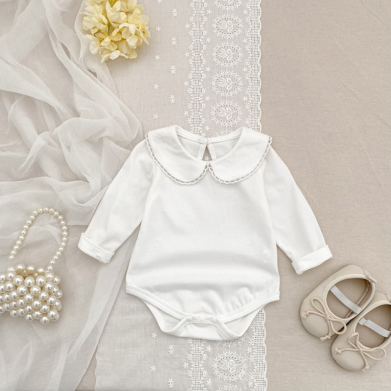 Bamboo Bodysuit Baby - 新しい女の赤ちゃんロンパース女の赤ちゃん服幼児新しい首輪ロンパース春綿白幼児女の赤ちゃんジャンプスーツ幼児服