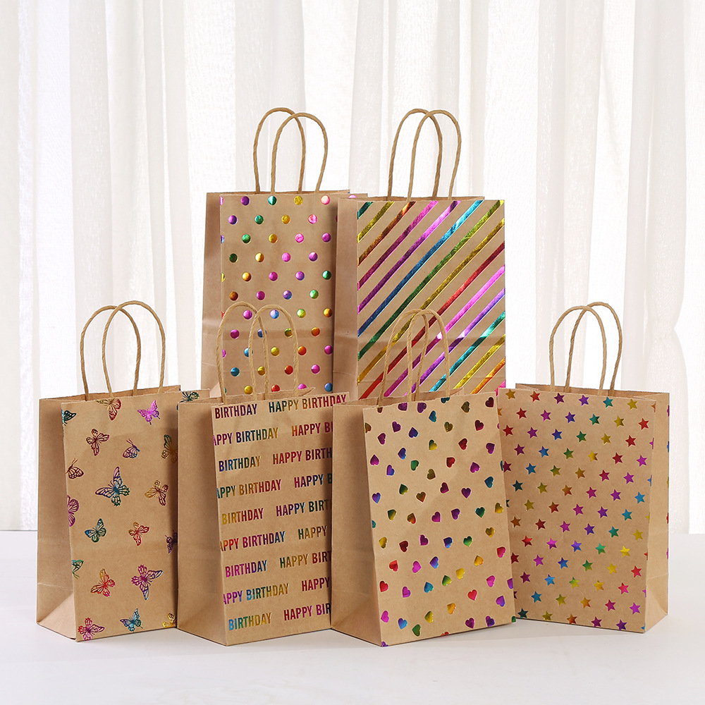 Baby Zebra Clothing - 30 個ストライプクラフト紙ギフトバッグドット蝶結婚式ベビーシャワークリスマス新年誕生日パーティーギフト包装ハンドバッグ