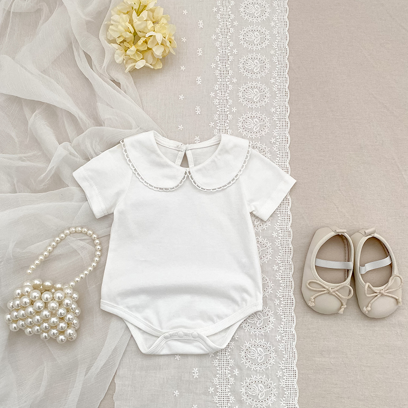 Bamboo Bodysuit Baby - 0-24 メートル夏新生児キッズベビー女の子人形の首輪無地ロンパース幼児女の赤ちゃん半袖ロンパース服白幼児