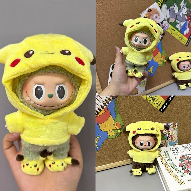 Baby Clothing Items - 15～17cmのラビュブドール用、漫画風のかわいいピカチュウのぬいぐるみ服、靴セット、KPOP、カワイイ服、立ち姿勢の人形用
