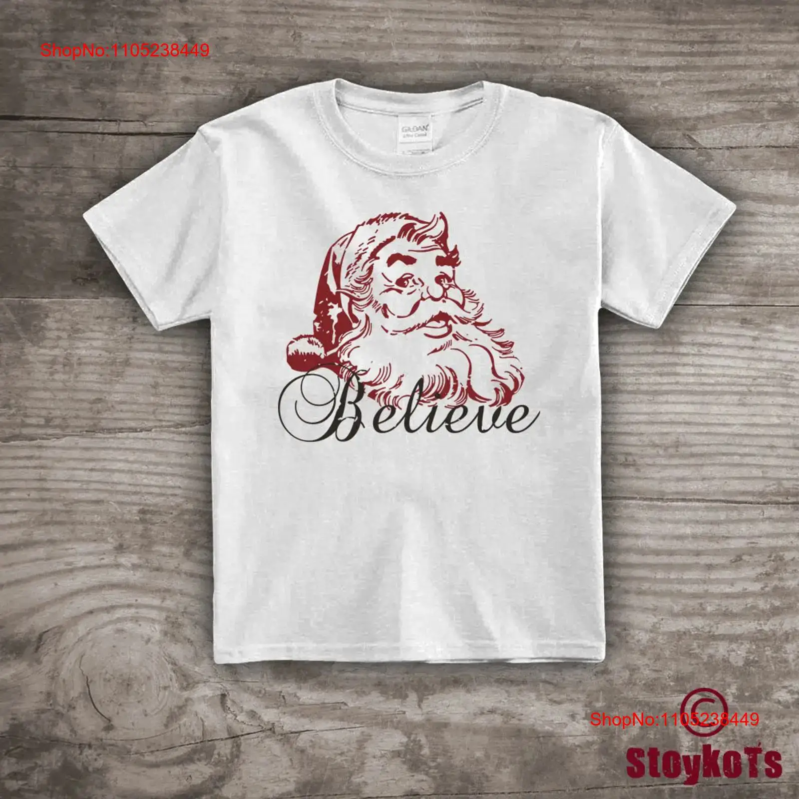 Baby Clothing Ideas - 家族用クリスマスシャツ サンタのひげTシャツ ビリーブ・クロー・ユース・ベビー ユニークなギフトアイデア 冬服 ヴィンテージ
