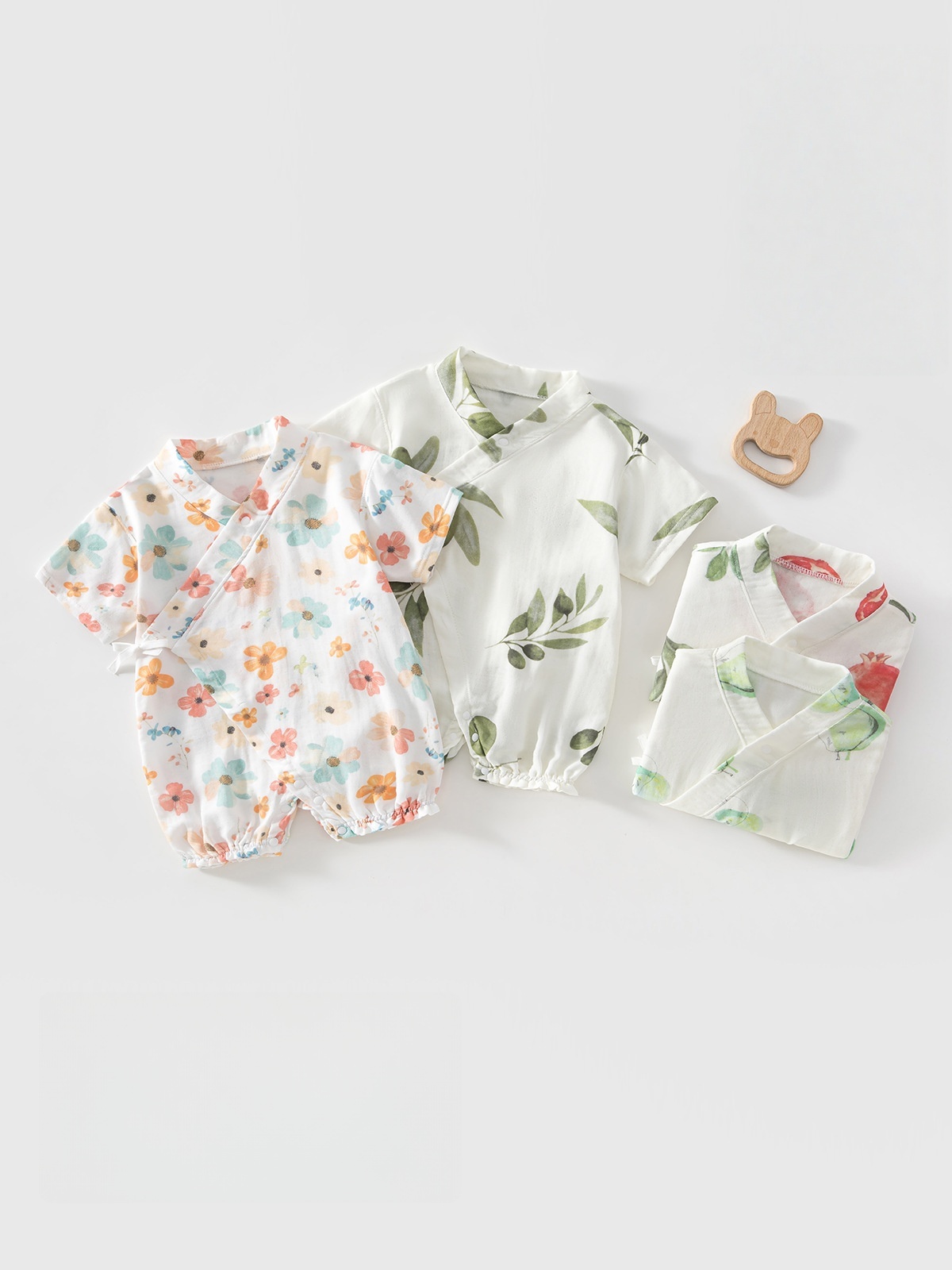 Bamboo Bodysuit Baby - 0-2Y 夏ベビー新生児ボディスーツ幼児男の子女の子花柄半袖ロンパースソフト通気性服毎日