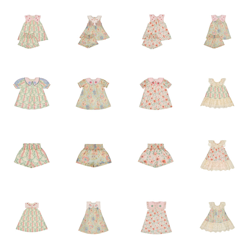 Baby Clothing Industry - 子供服 ママキッズ 春夏 BA 重工刺繍フラワー プリンセスドレス