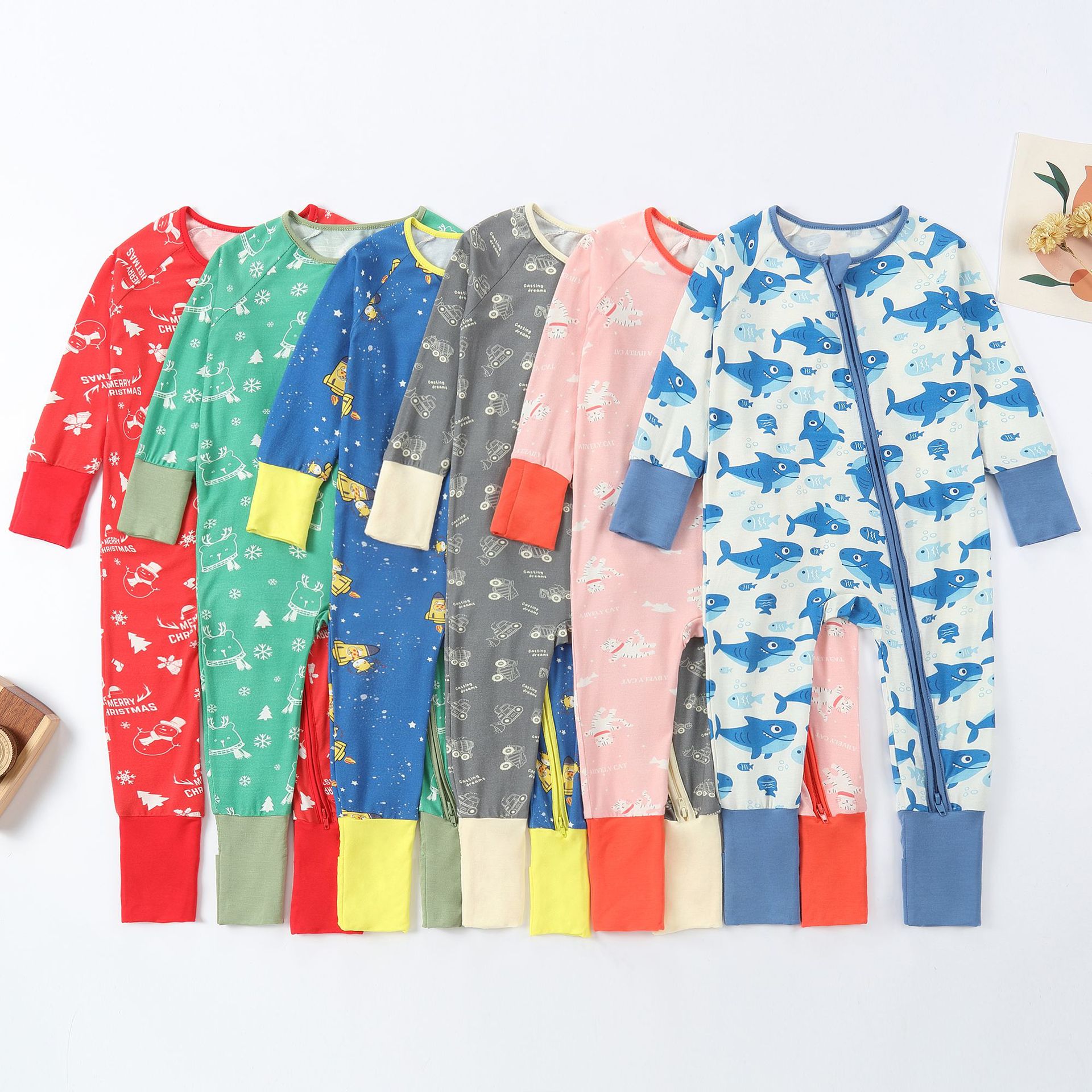 Bamboo Bodysuit Baby - ベビー竹繊維新生児長袖ジップロンパース足つきハンドカバーオンピースベビー寝巻きソフトパジャマボディスーツ幼児ナイトウェア