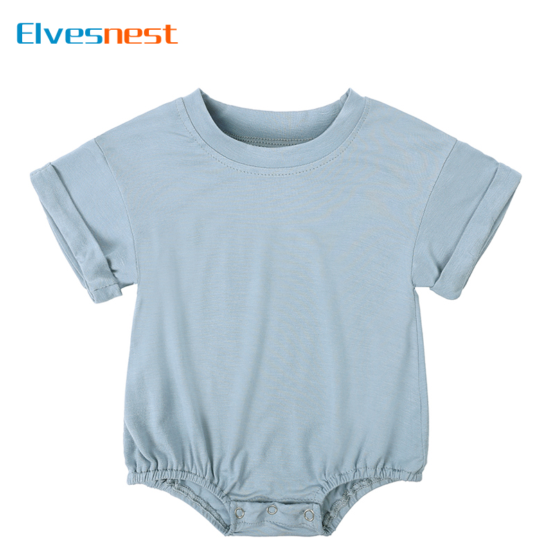 Bamboo Bodysuit Baby - 竹繊維女の赤ちゃんボディスーツファッション固体半袖男の子服夏の新生児服ニットロンパース 3-24 ヶ月