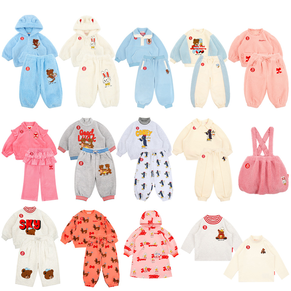Baby Clothing High Quality - 高品質の厚みのある冬用子供服セット、赤ちゃん女の子男の子用ブランドパーカートップ、漫画プリント+フリース裏地パンツ付き