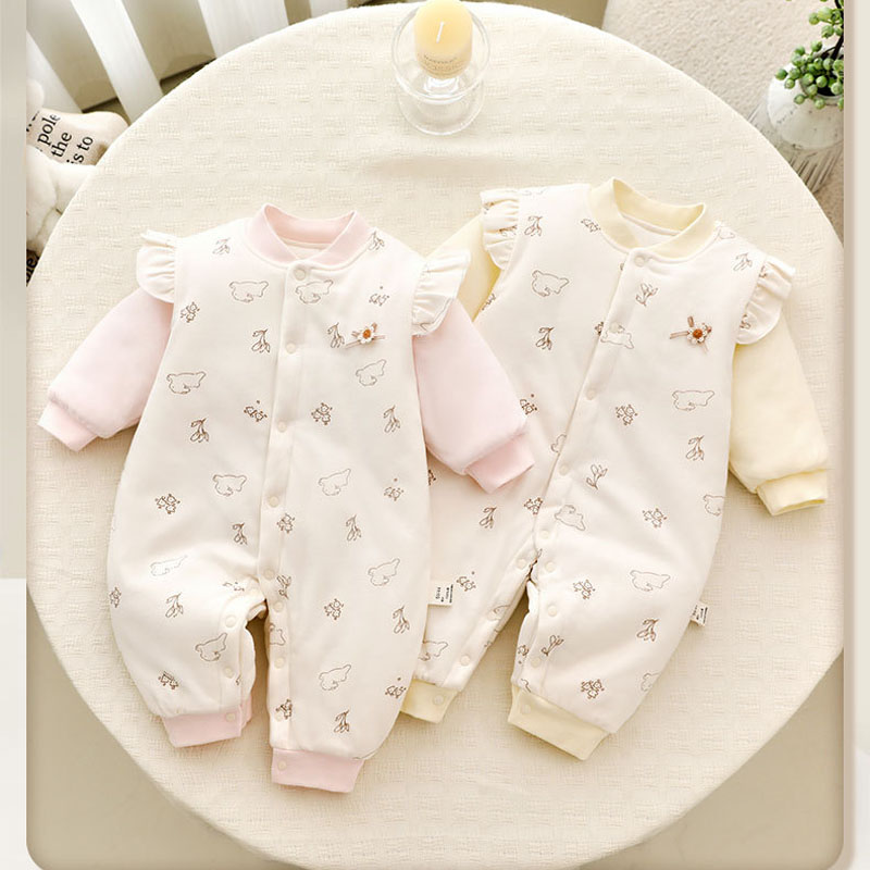 Baby Clothing High Quality - 新生児綿高品質春と秋のジャンプスーツかわいい蝶の装飾ロンパース服外出 0-18M