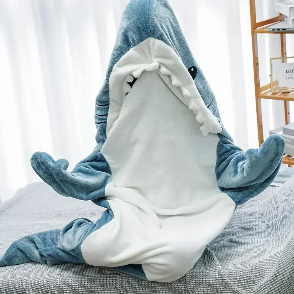 漫画サメブランケットパーカー女性着ぐるみ遊び着子供親フード付 - Fleece Sleep Bag のレビューと価格