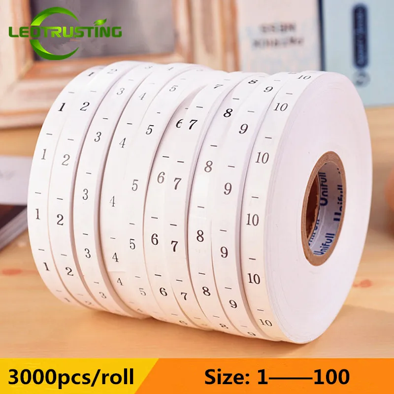 3000 ピース/ロール 1-100 番号サイズラベル合成白 - Baby Clothing Labels のレビューと価格