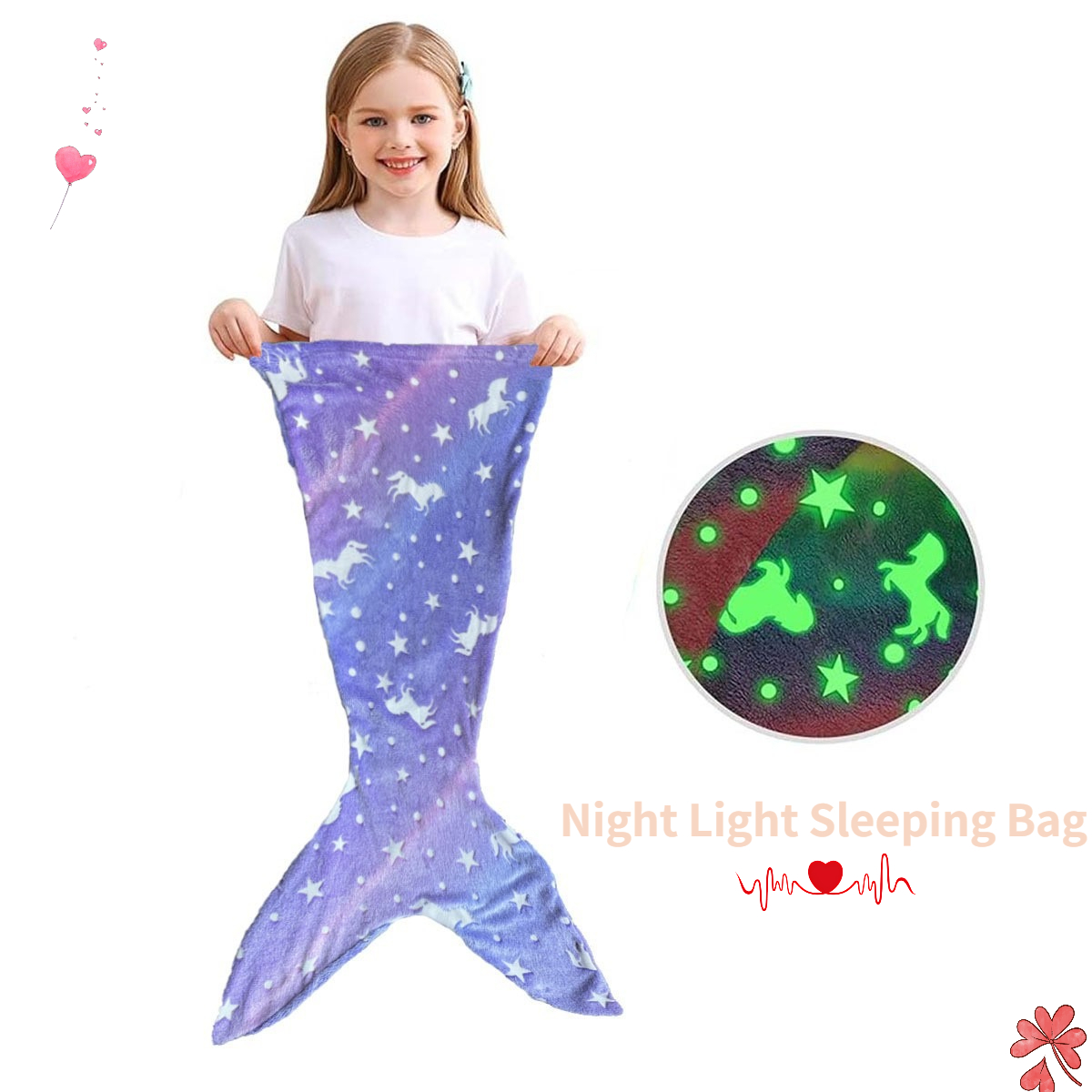 寝袋コスチューム 暗闇で光るマーメイドテール コスプレ 女の - Fleece Sleep Bag のレビューと価格