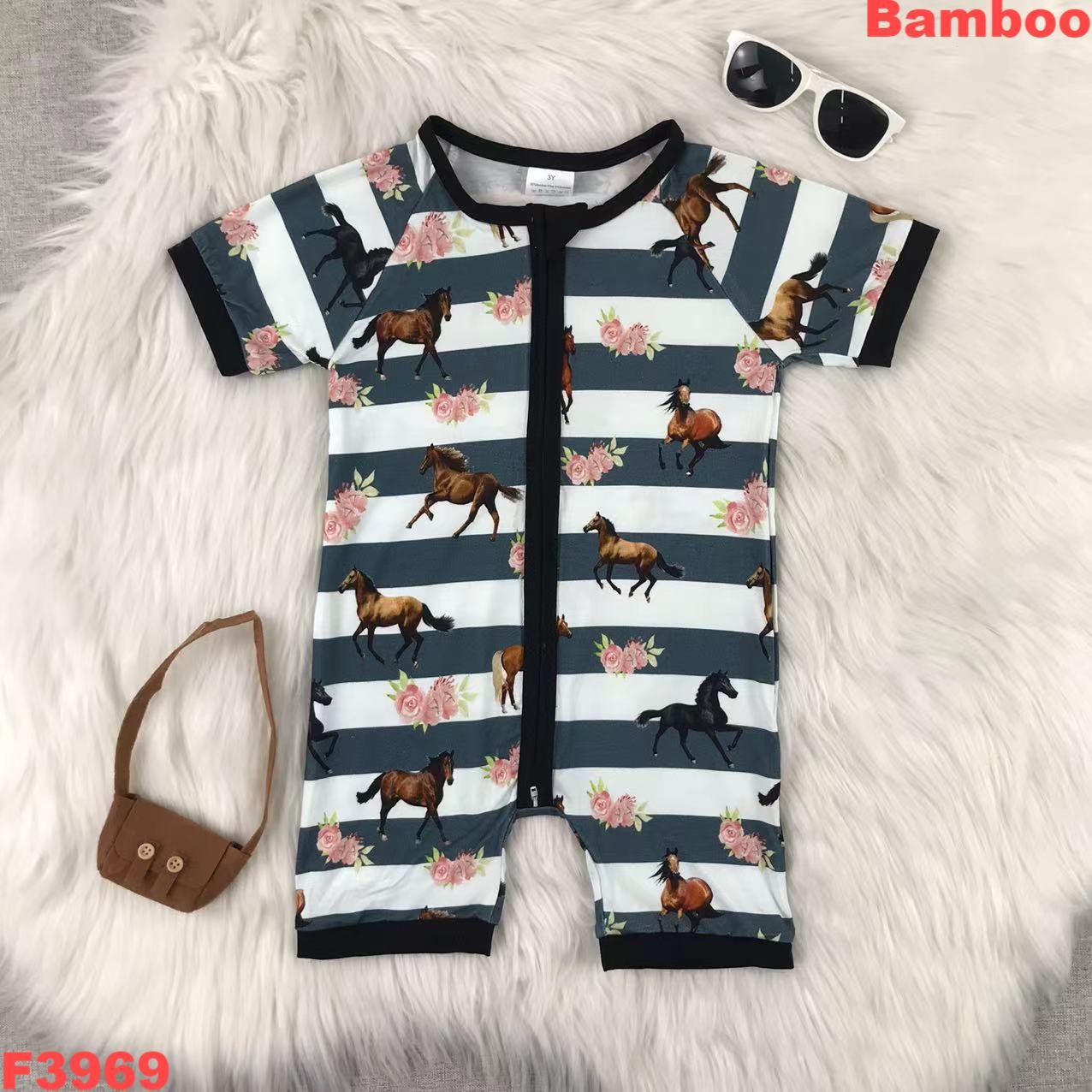 ベビーガールボーイズ竹ロンパースキッズ半袖西洋花馬竹ワンピー - Bamboo Bodysuit Baby のレビューと価格