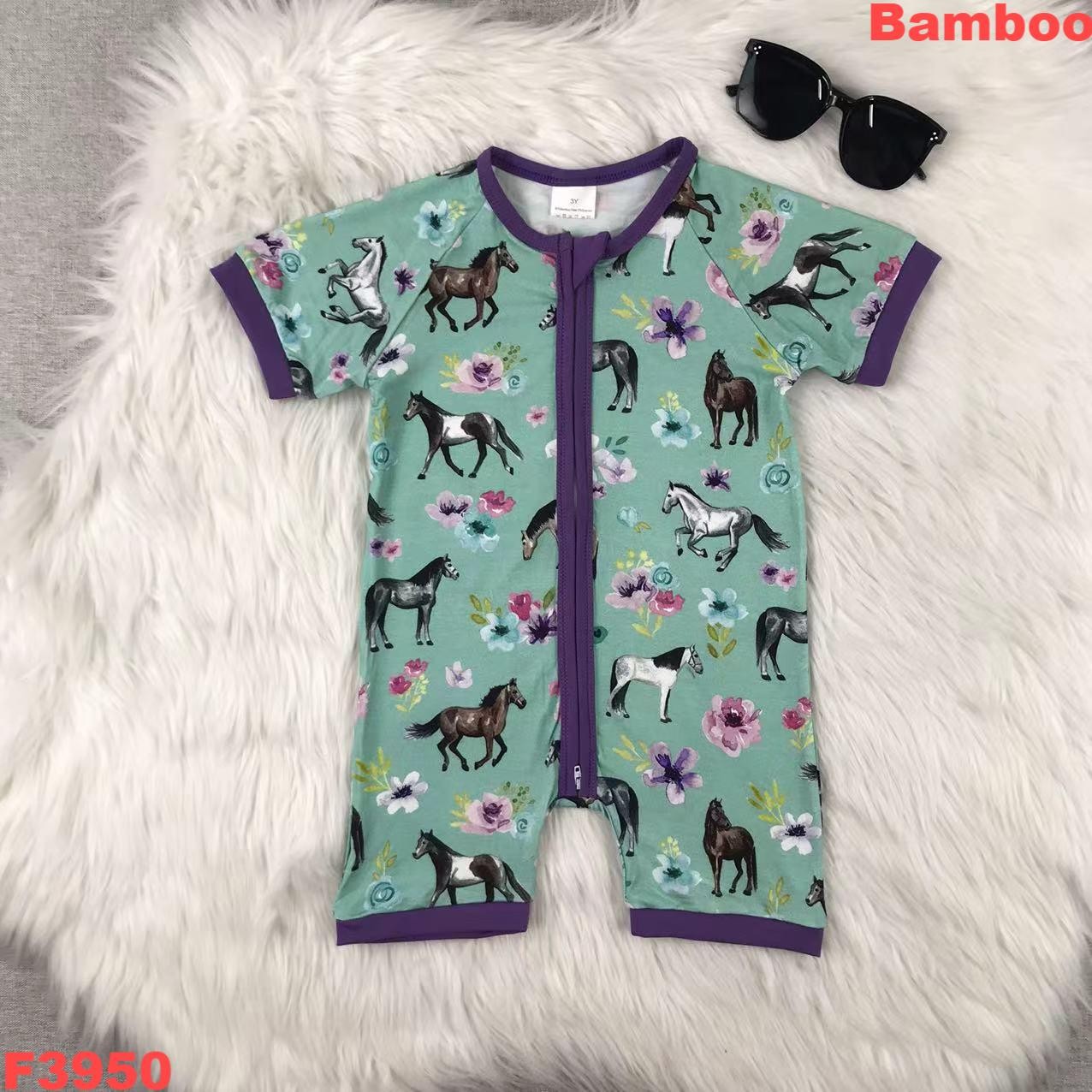 ベビーガールボーイズ竹ロンパースキッズ半袖西洋花馬竹ワンピー - Bamboo Bodysuit Baby のレビューと価格
