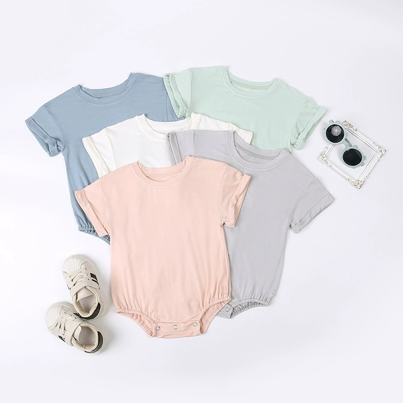 新生児男の子女の子ベーシックソリッド半袖ロンパース竹繊維ボタ - Bamboo Bodysuit Baby のレビューと価格