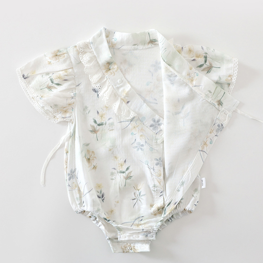 女の赤ちゃんボディスーツ夏花フリル薄型プリンセス最初の誕生日 - Bamboo Bodysuit Baby のレビューと価格