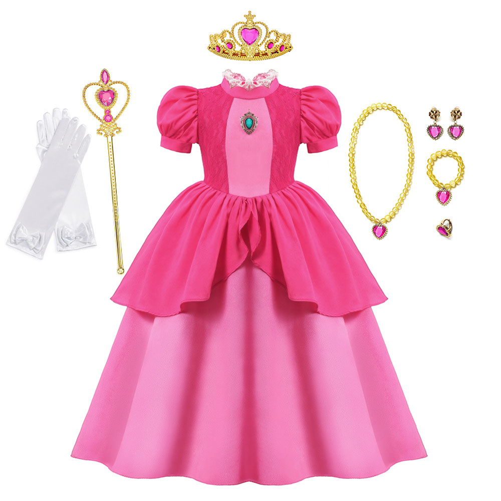子供のためのピーチコスプレドレス,映画のロールプレイング,フ - Baby Clothing Sizes のレビューと価格