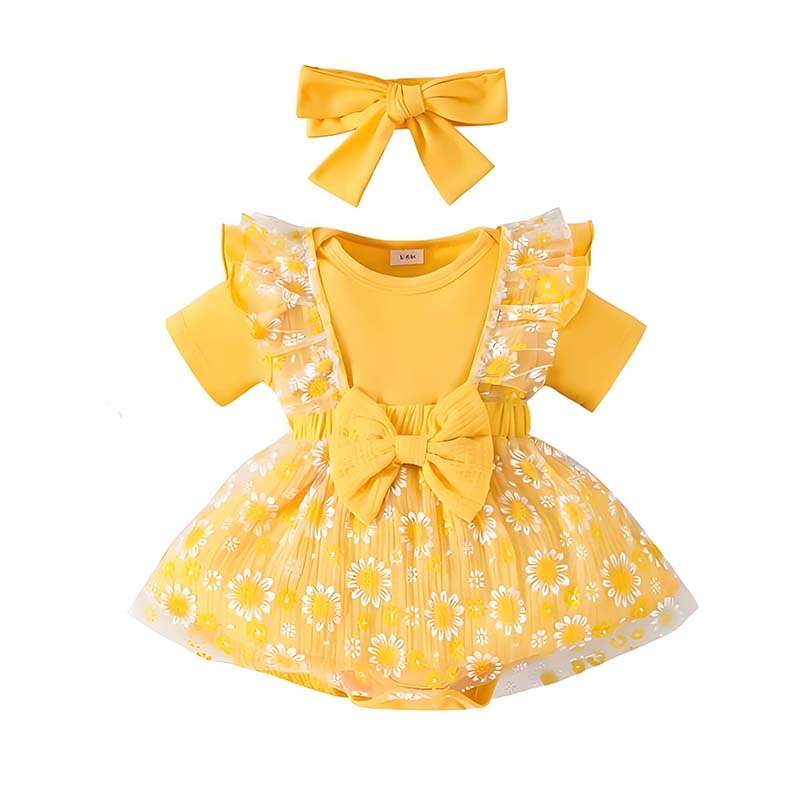 0-18 ヶ月の女の赤ちゃん服 3 ピース衣装夏半袖黄色ボデ - Baby Yellow Clothing Women のレビューと価格