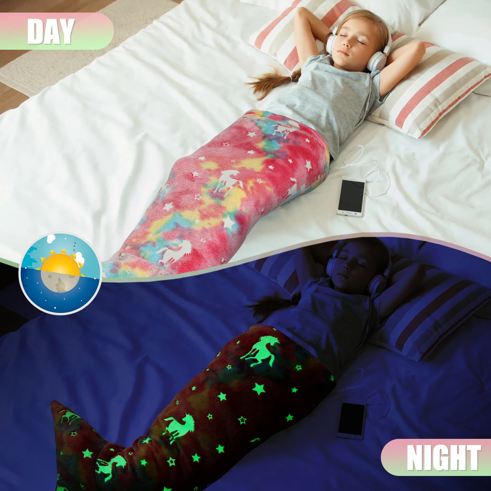 フランネルマーメイド寝袋 超ソフト 発光マーメイドブランケッ - Fleece Sleep Bag のレビューと価格